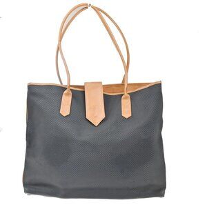 YVES SAINT LAURENT Logo Shoulder Tote Bag PVC Leather Brown Black GHW 62EG289